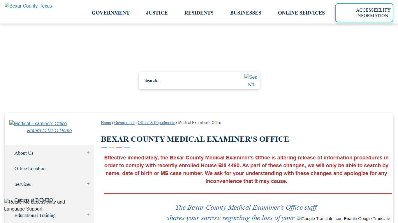Bexar County Medical Examiner's Office | Bexar County, TX - Official Website